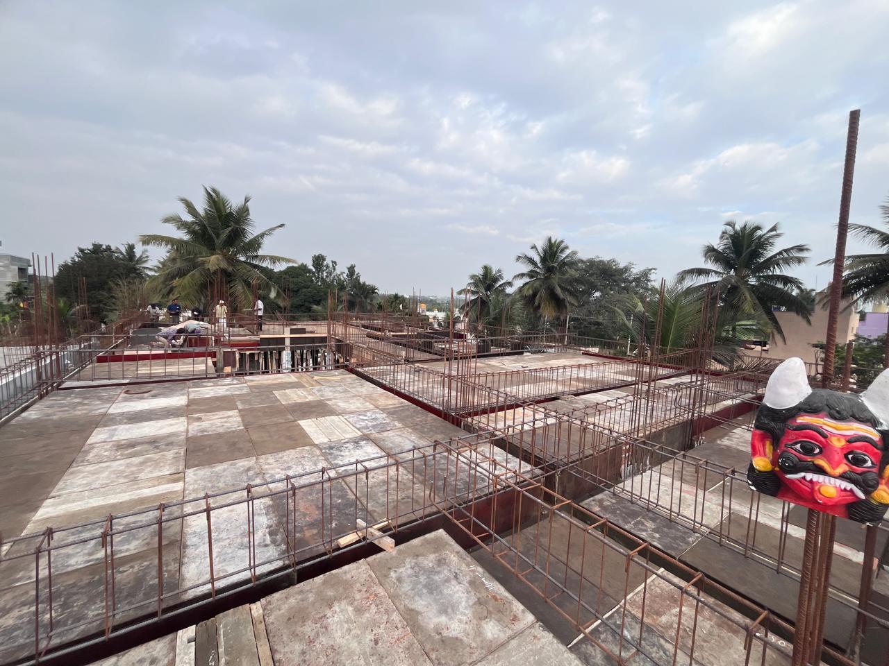 Slab shuttering and reinforcement, ready to pour.