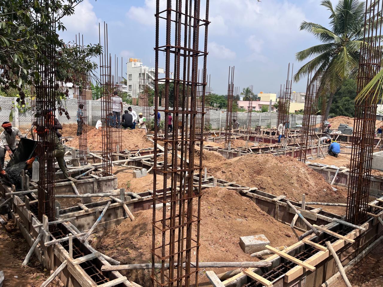 Foundation trench and column footings.